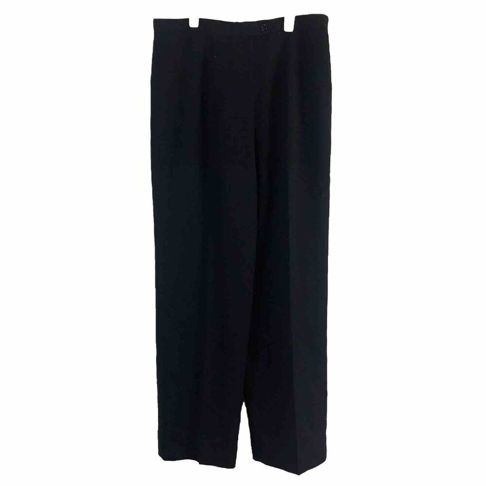 Lauren Ralph Lauren 16 Womens Pants Black High Rise Pleated 100% Worsted Wool